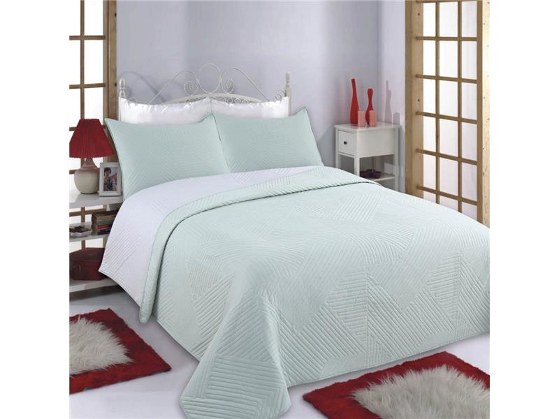 ΚΟΥΒΕΡΛΙ σετ (160cm x 220cm + 1 x 50cm x 70cm) LINES mint/grey