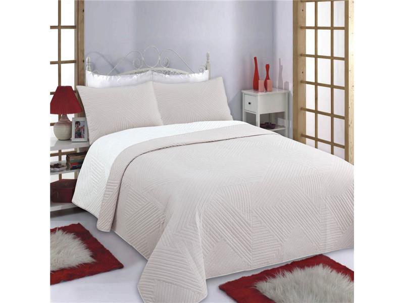 ΚΟΥΒΕΡΛΙ σετ (160cm x 220cm + 1 x 50cm x 70cm) LINES beige/ivory