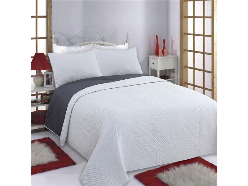 ΚΟΥΒΕΡΛΙ σετ (220cm x 240cm + 2 x 50cm x 70cm) LINES grey/anthracite