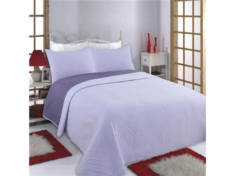 ΚΟΥΒΕΡΛΙ σετ (240cm x 260cm + 2 x 50cm x 70cm) LINES lila/purple