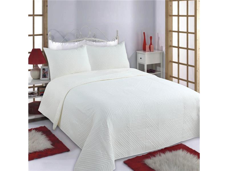 ΚΟΥΒΕΡΛΙ σετ (240cm x 260cm + 2 x 50cm x 70cm) LINES ivory
