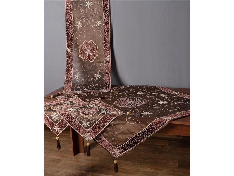 Σετ 4 τεμαχίων (90cm x 90cm, 42cm x 105cm, 2x38cm x 38cm) Ουρανία Καφέ