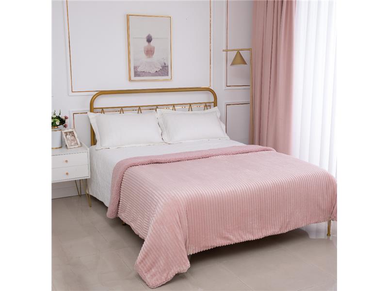 Κουβέρτα με sherpa kotle (220cm x 240cm) old rose