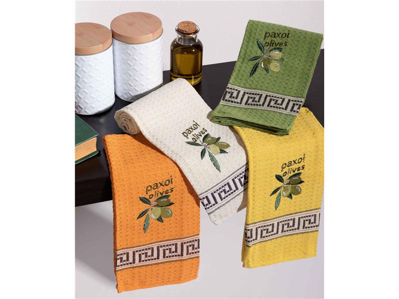 Σετ 12 τεμαχίων ποτηρόπανα (45cm x 65cm) καρπός ελιάς PAXOI