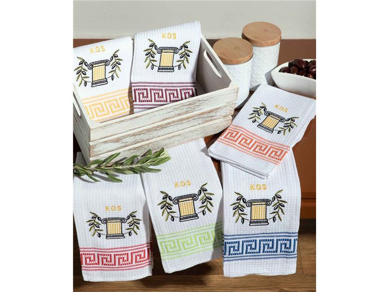 Σετ 12 τεμαχίων ποτηρόπανα (45cm x 65cm) κίωνας  KOS
