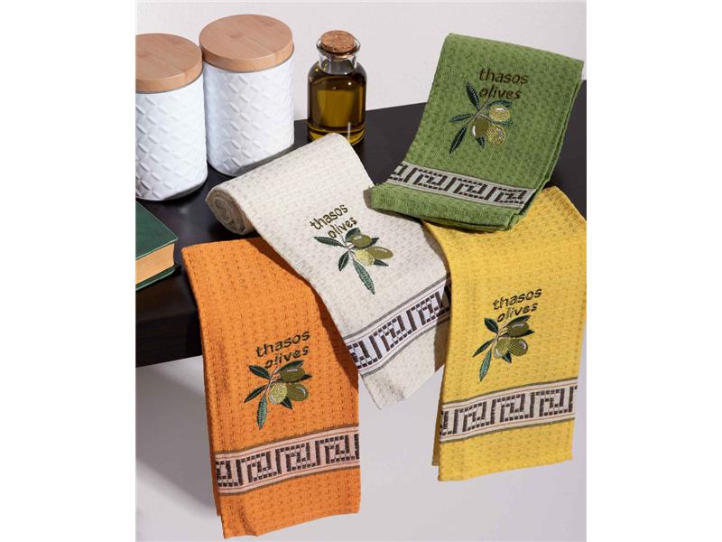 Σετ 12 τεμαχίων ποτηρόπανα (45cm x 65cm) καρπός ελιάς THASOS
