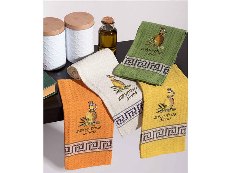 Σετ 12 τεμαχίων ποτηρόπανα (45cm x 65cm) μπουκάλι λάδι ZAKYNTHOS