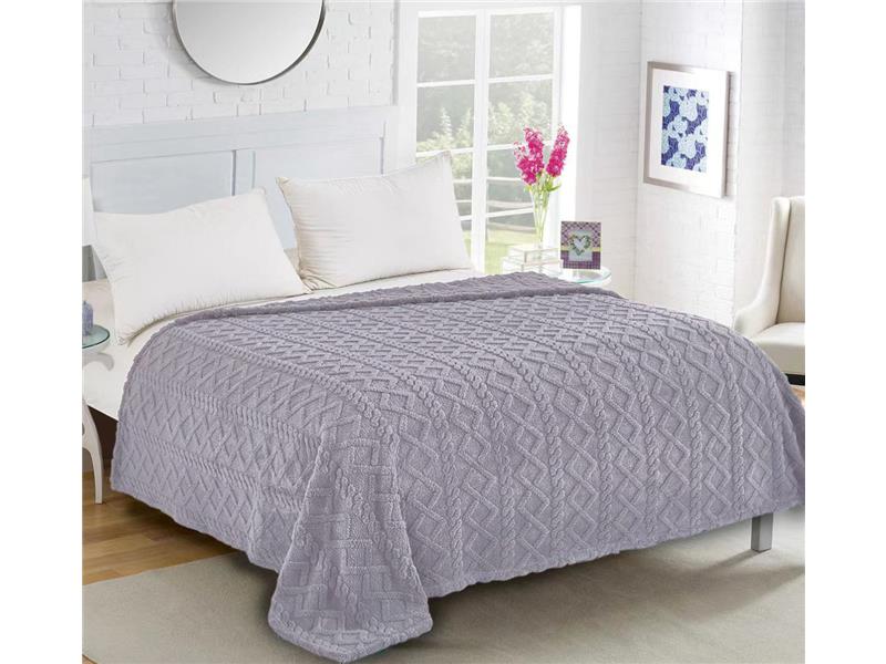 Fleece knitted (160cm x 220cm) ανοιχτό γκρί