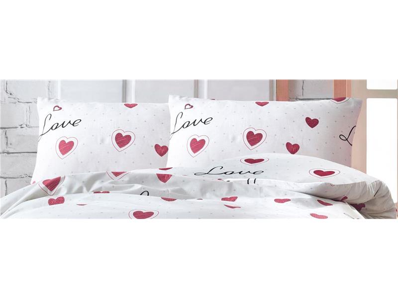 Μαξιλαροθήκη Εμπριμέ Έρως 301 50X70 White-Red 70/30 Cott/Pol
