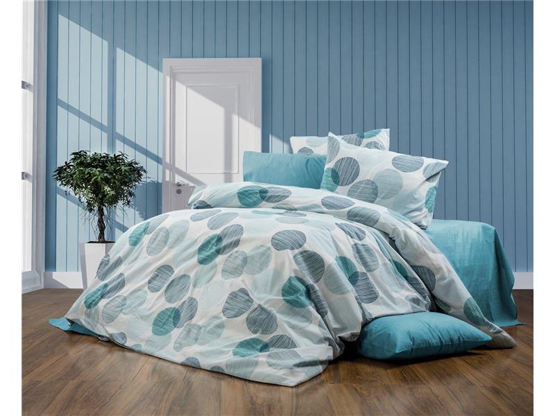 Σεντόνια Εμπριμέ Σετ 4 τεμ Κοραλία 467 240X270 Petrol 70/30 Cott/Pol