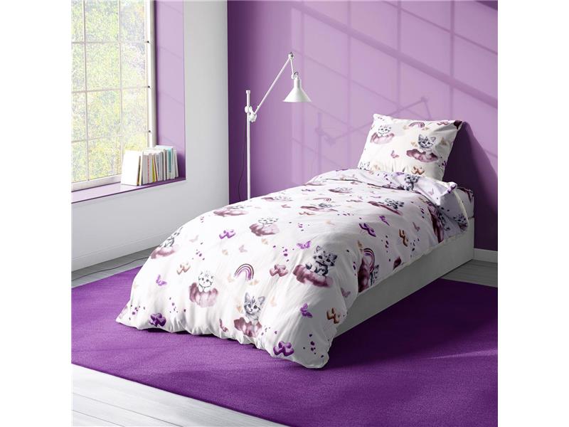 Παπλωματοθήκη Εμπριμέ kids Kitten 561 160X240 Mauve 100% Cotton