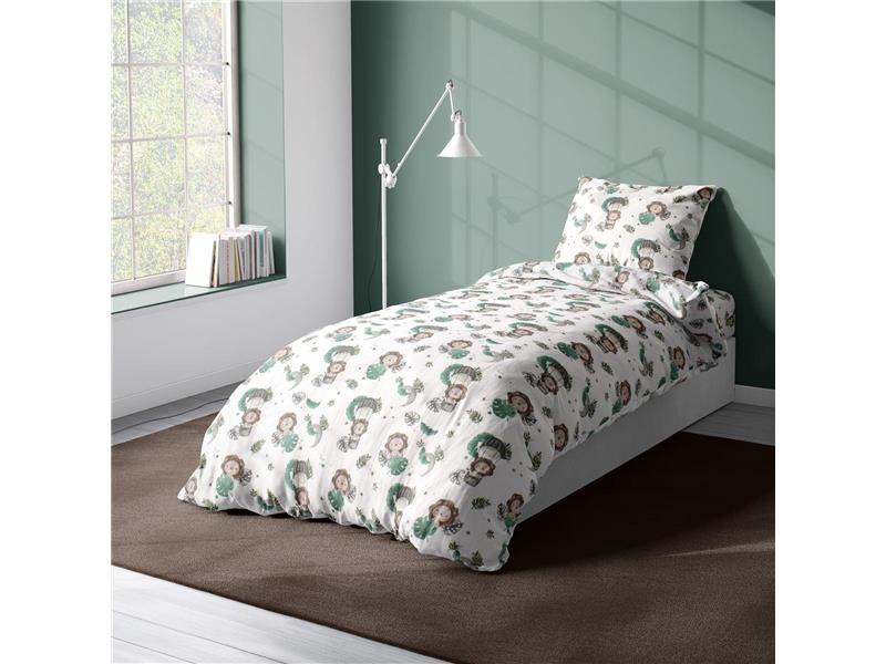 Παπλωματοθήκη Εμπριμέ kids Lion 534 160X240 Green 100% Cotton