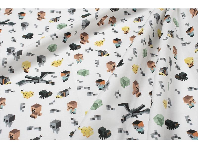 Σεντονάκι Λίκνου bebe Minecraft 566 80X110 White-Grey 100% Cotton