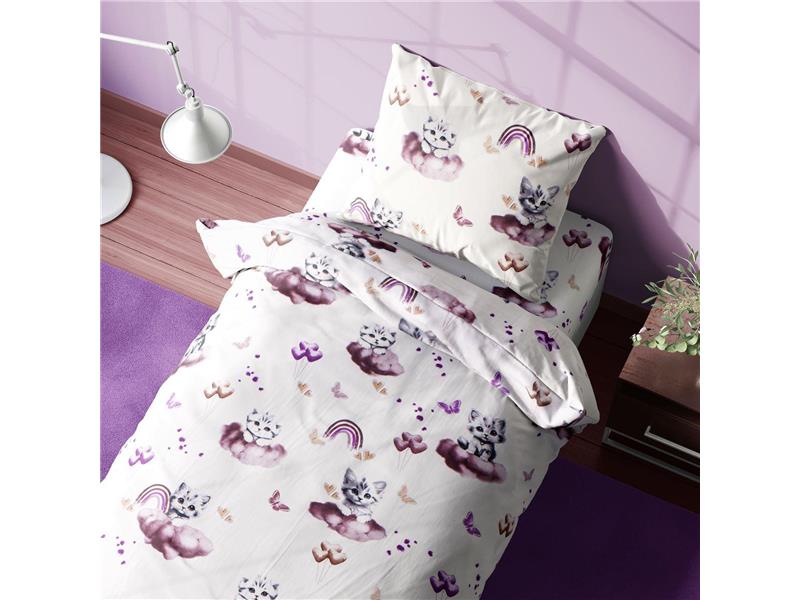 Σεντόνια Εμπριμέ Σετ 3 τεμ kids Kitten 561 160X240 Mauve 100% Cotton