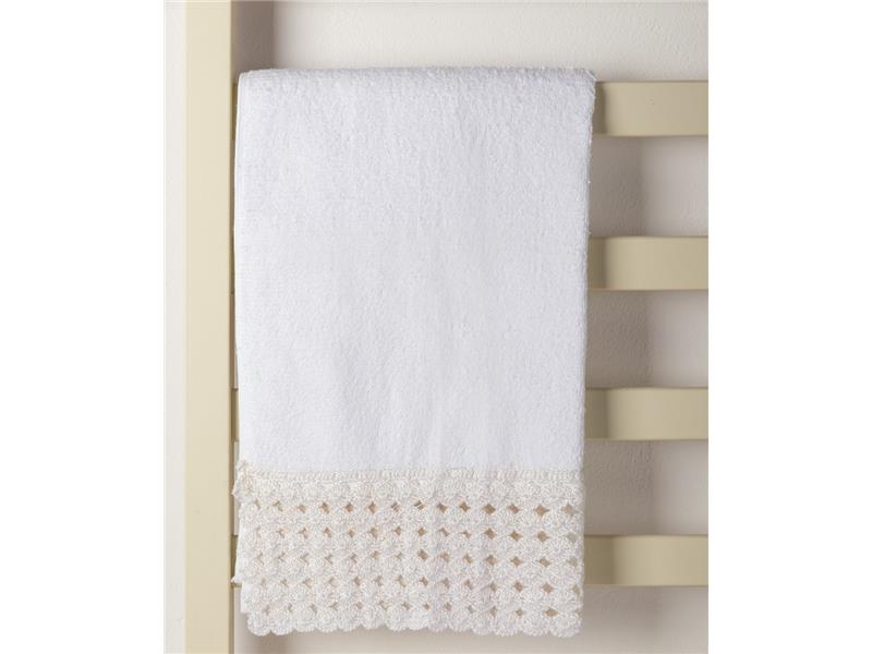 Πετσέτα Σώματος (100cm x 150cm) με δαντέλα λευκό