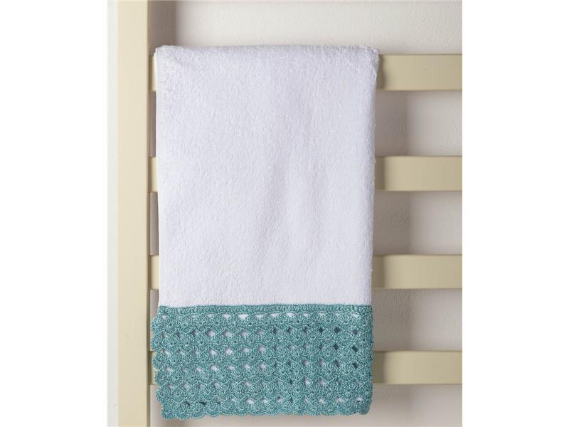 Πετσέτα Σώματος (100cm x 150cm) με δαντέλα λευκό/μπλε