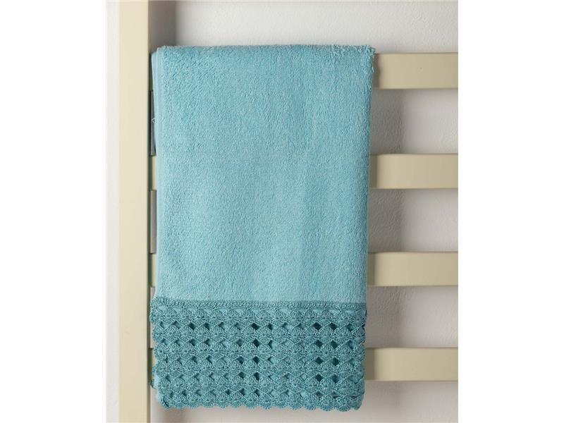 Πετσέτα Σώματος (100cm x 150cm) με δαντέλα μπλε