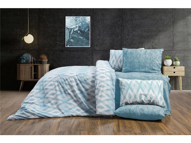 Σεντόνια Εμπριμέ Σετ 4 τεμ Ευδοξία 481 240X270 Petrol 70/30 Cott/Pol