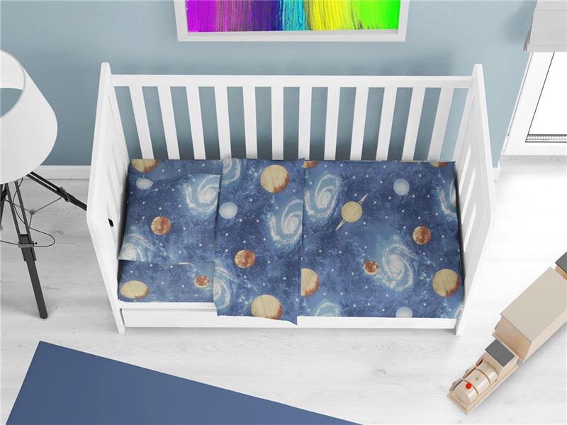 Κατωσέντονο Με Λάστιχο bebe Milky Way 185 0,70X1,40X0,15 Blue 100% Cotton