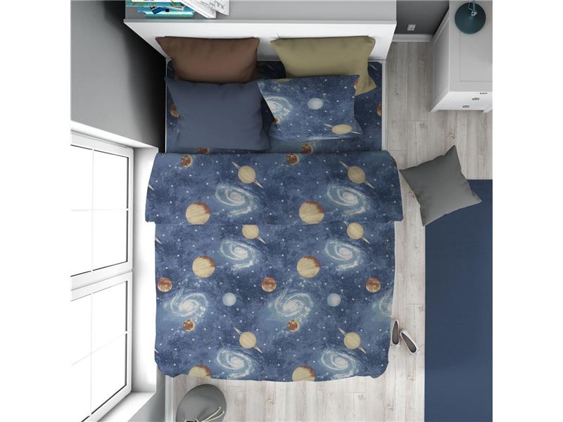 Παπλωματοθήκη Εμπριμέ kids Milky Way 185 160X240 Blue 100% Cotton