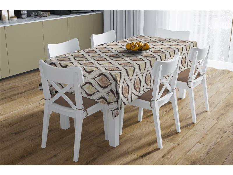 Αλέκιαστο Σετ 2 τεμ (Τραπ/λο 140X140 & Τραβέρσα 40X140) Cyclops 460 Beige 70/30 Cott/Pol