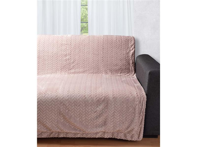 Διακοσμητικό fleece ριχτάρι με sherpa  (150cm x 200cm) λιλά