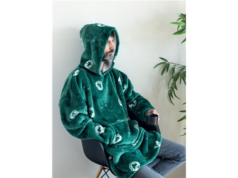 Κουβέρτα με μανίκια και κουκούλα με sherpa Palamaiki Huhu Panathinaikos 