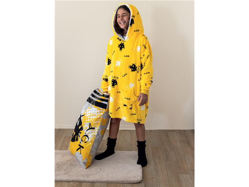 Κουβέρτα με μανίκια και κουκούλα με sherpa Palamaiki Cositos AEK