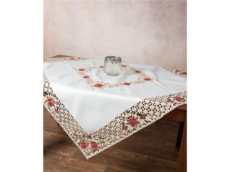 Σατέν κοφτό τραπεζοκαρέ (135cm x 135cm) 081 κόκκινο