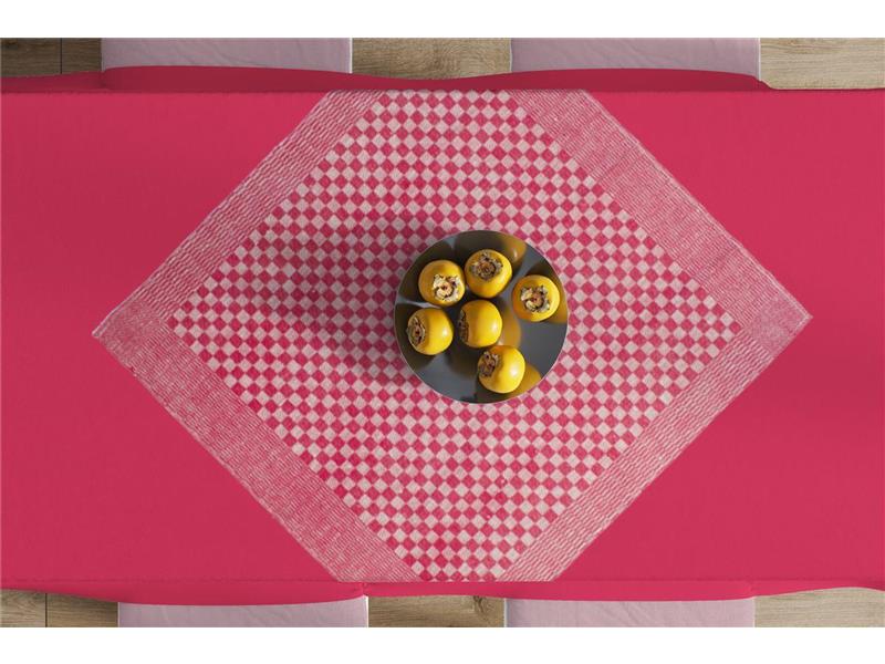 Καρέ Chequered 68X68 Red 50/50 Cott/Linen