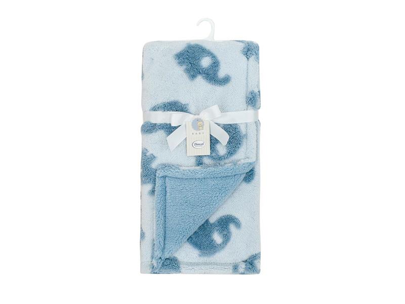 Κουβέρτα Sherpa Jacquard bebe 460 gsm Elephant 08 75X100 Sky Blue 100% Polyester
