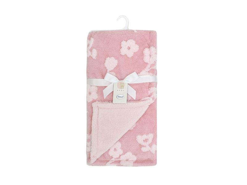 Κουβέρτα Sherpa Jacquard bebe 460 gsm Flower 09 75X100 Coral 100% Polyester