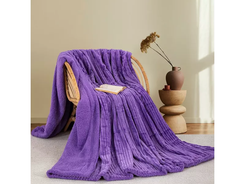 ΚΟΥΒΕΡΤΑ FLEECE/SHERPA 220X240 ADAM HOME (400) PURPLE(73)