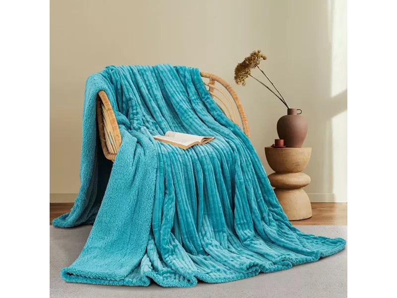 ΚΟΥΒΕΡΤΑ FLEECE/SHERPA 220X240 ADAM HOME (400) AQUA(25)