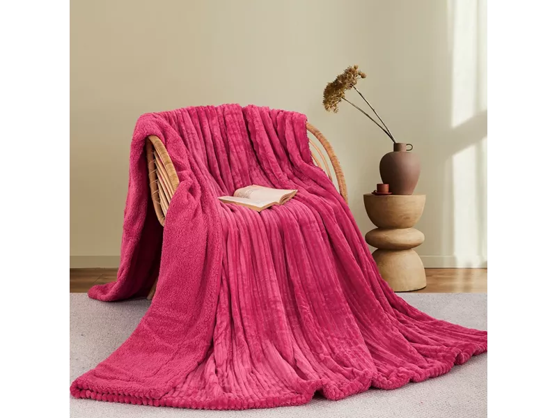ΚΟΥΒΕΡΤΑ FLEECE/SHERPA 220X240 ADAM HOME (400) FUCSHIA(21)