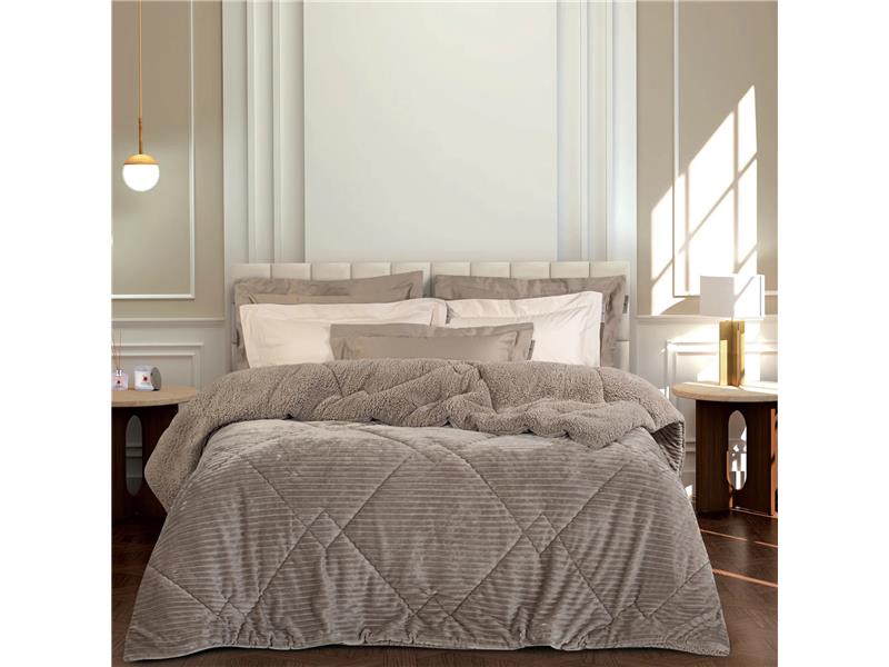 Κουβερτοπάπλωμα Υπέρδιπλο (220X240) Ribb Taupe - MCDECOR