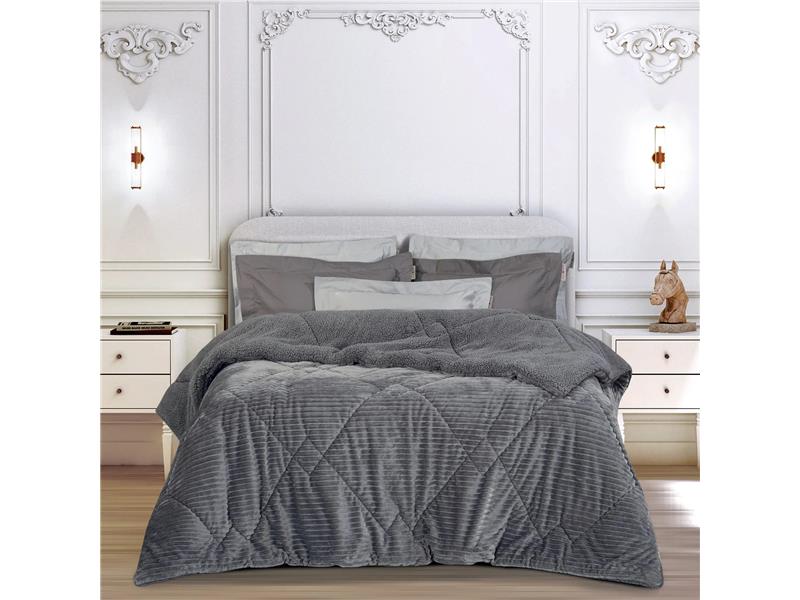 Κουβερτοπάπλωμα Υπέρδιπλο (220X240) Ribb Grey - MCDECOR
