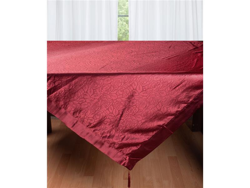 Σατέν τραπεζομάντηλο 2009 λουλούδι (130cm x 160cm) μπορντώ