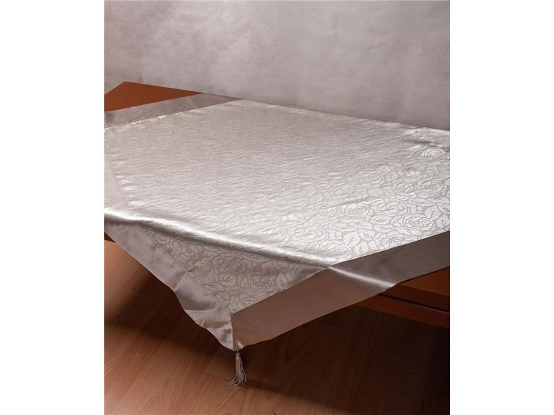 Σατέν τραπεζοκαρέ 2009 λουλούδι (130cm x 130cm) γκρί
