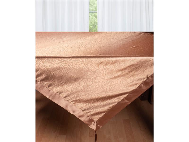 Σατέν τραπεζοκαρέ 2009 λουλούδι (130cm x 130cm) Καφέ