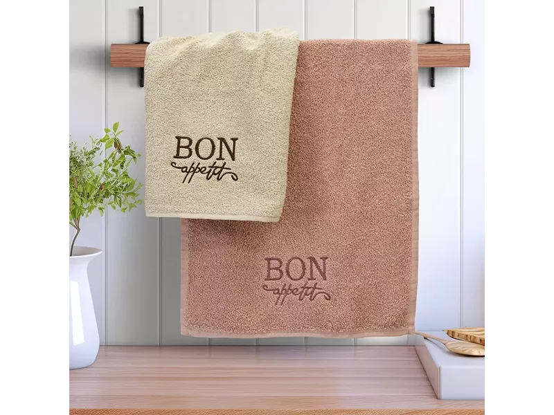 LINO ΣΕΤ ΠΕΤΣΕΤΕΣ BON APETTIT BEIGE-PINK 2ΤΜΧ