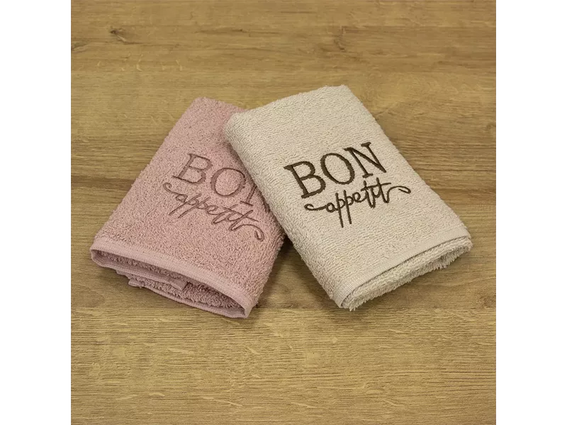 LINO ΣΕΤ ΠΕΤΣΕΤΕΣ BON APETTIT BEIGE-PINK 2ΤΜΧ
