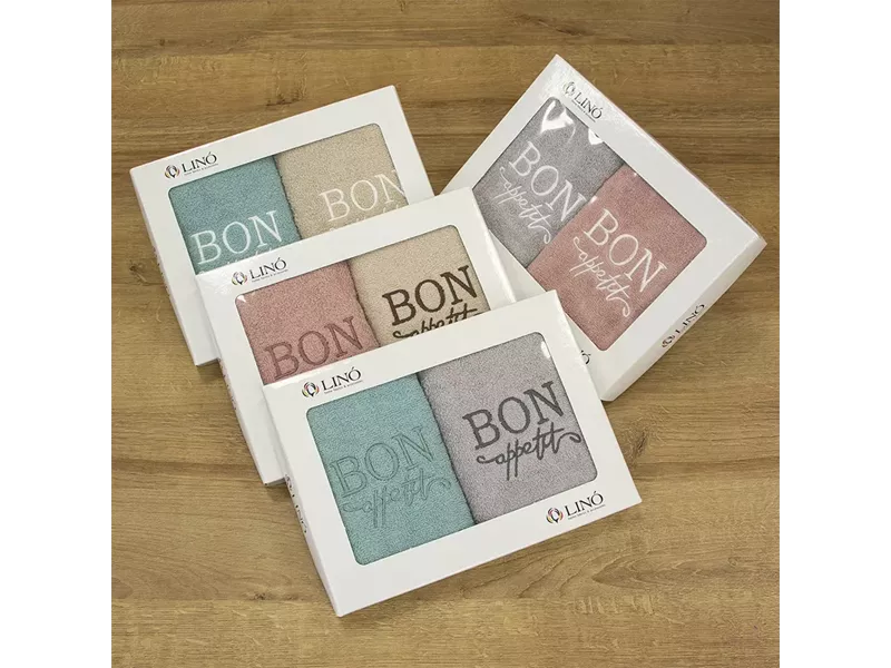 LINO ΣΕΤ ΠΕΤΣΕΤΕΣ BON APETTIT BEIGE-PINK 2ΤΜΧ