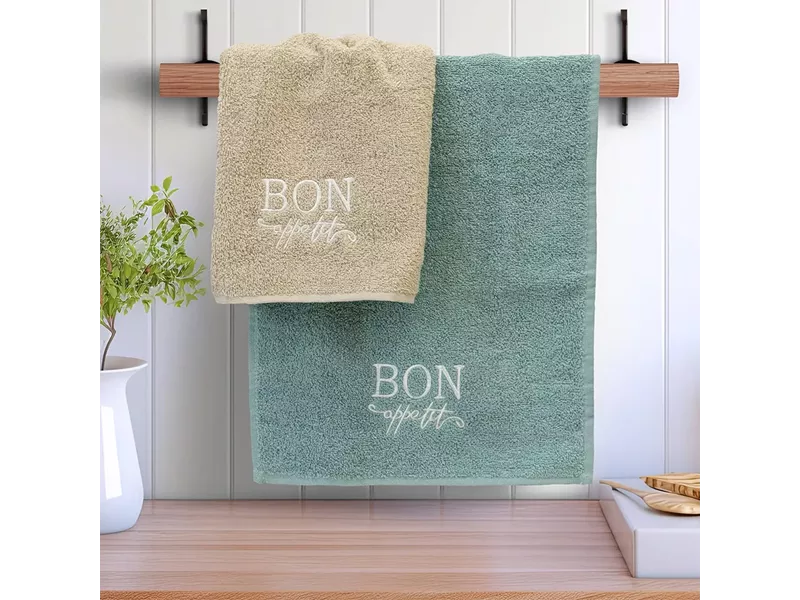 LINO ΣΕΤ ΠΕΤΣΕΤΕΣ BON APETTIT BEIGE-MINT 2ΤΜΧ