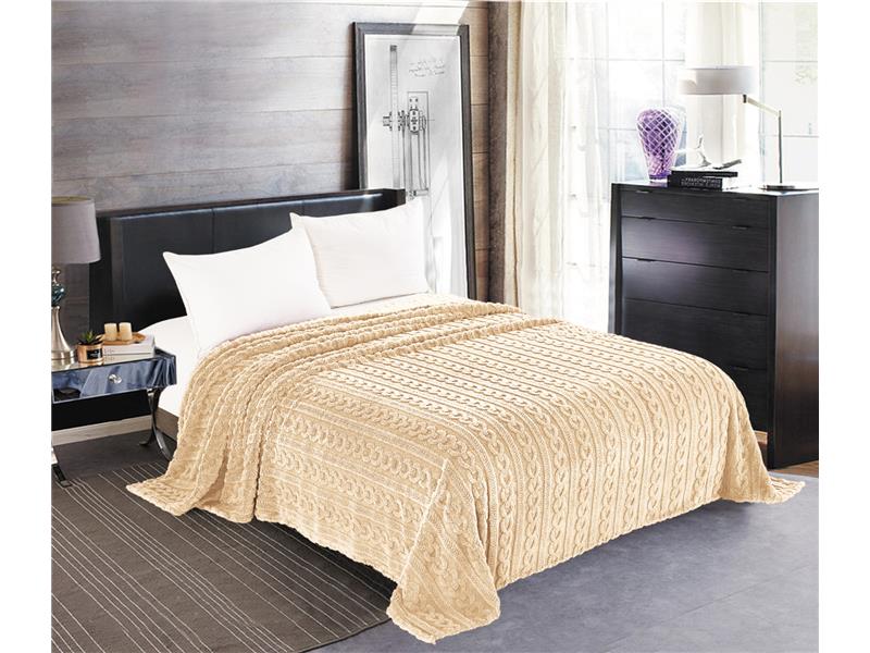 Κουβέρτα fleece braid (220cm x 240cm) ivory