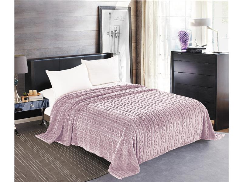 Κουβέρτα fleece braid (160cm x 220cm) λιλά