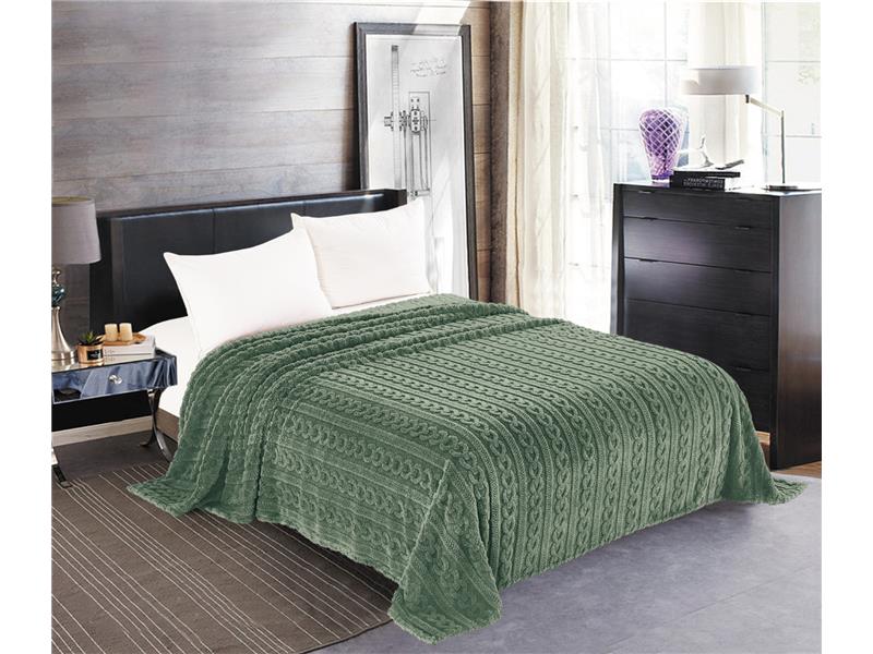 Κουβέρτα fleece braid (220cm x 240cm) πράσινο