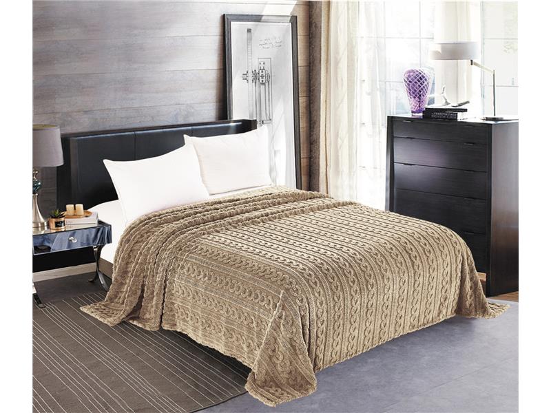 Κουβέρτα fleece braid (220cm x 240cm) καφέ
