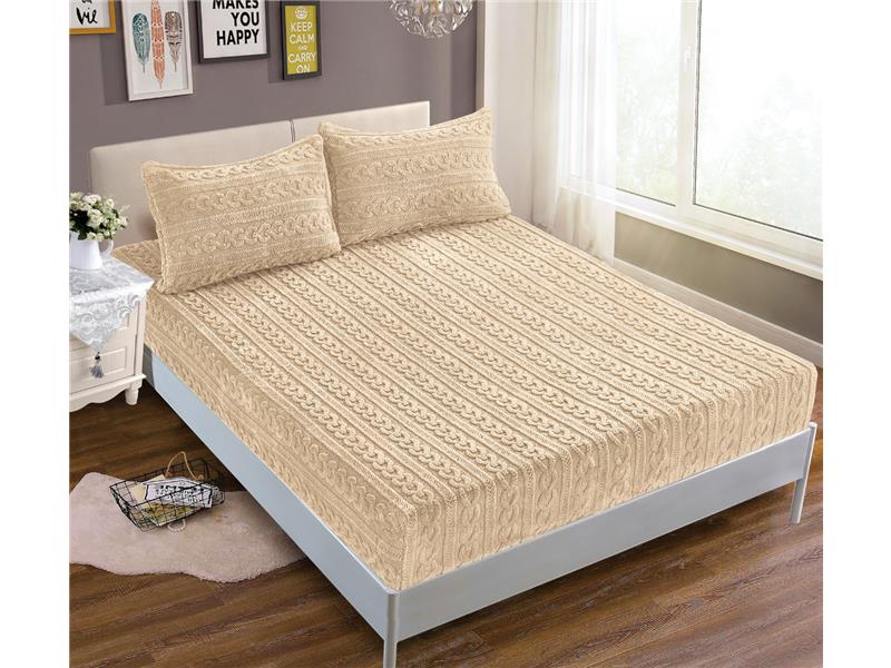 Σεντόνι fleece braid (160cm x 200cm ) ivory