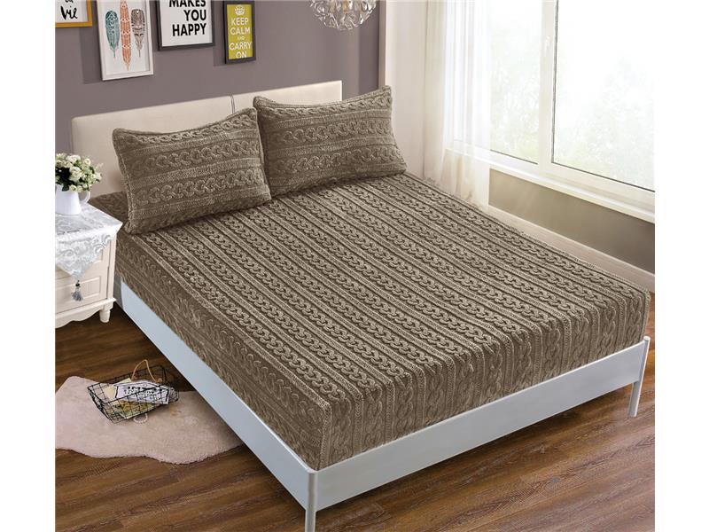 Σεντόνι fleece braid (160cm x 200cm ) καφέ